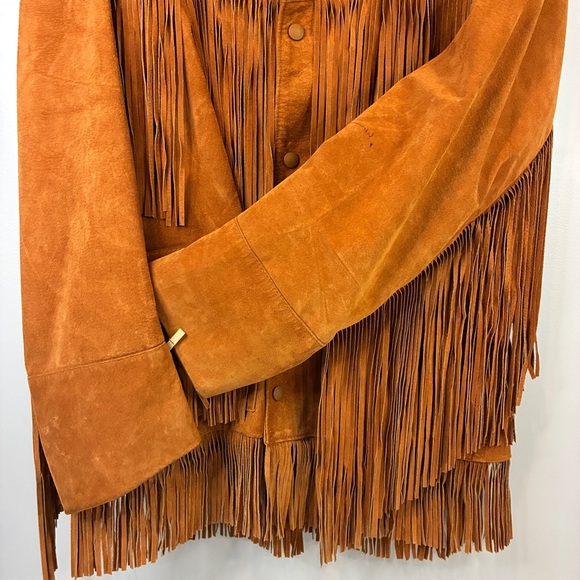 VINTAGE Lariat Leather XL‎ Cognac Relaxed Fit Modern Boho Brushed SuedeJacket - Picture 6 of 12